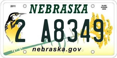 NE license plate 2A8349