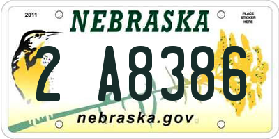 NE license plate 2A8386