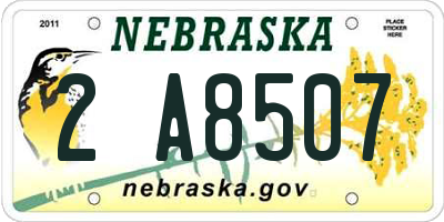 NE license plate 2A8507