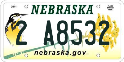 NE license plate 2A8532