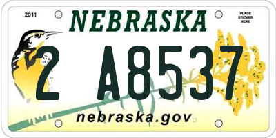NE license plate 2A8537