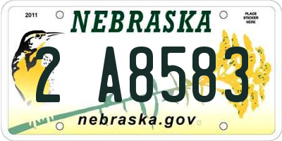 NE license plate 2A8583