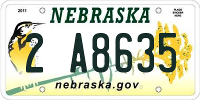 NE license plate 2A8635