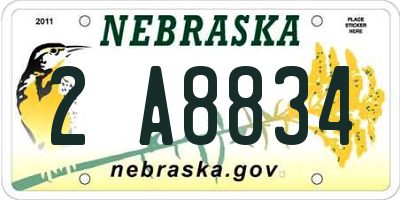 NE license plate 2A8834