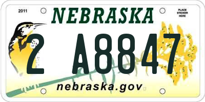 NE license plate 2A8847