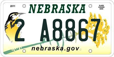 NE license plate 2A8867