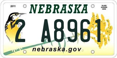 NE license plate 2A8961