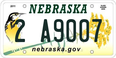 NE license plate 2A9007