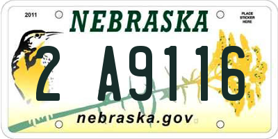 NE license plate 2A9116