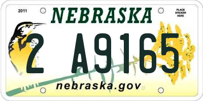 NE license plate 2A9165