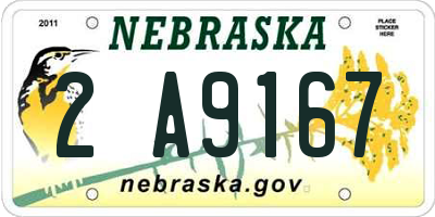 NE license plate 2A9167