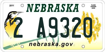 NE license plate 2A9320