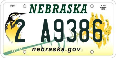 NE license plate 2A9386