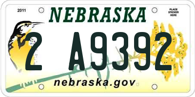 NE license plate 2A9392
