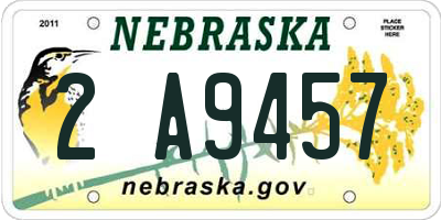 NE license plate 2A9457