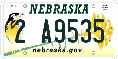 NE license plate 2A9535