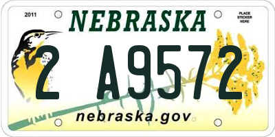 NE license plate 2A9572