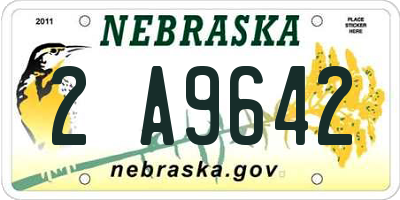 NE license plate 2A9642