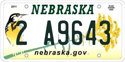 NE license plate 2A9643