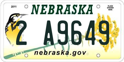 NE license plate 2A9649