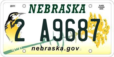 NE license plate 2A9687