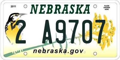 NE license plate 2A9707