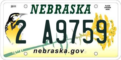 NE license plate 2A9759