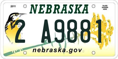 NE license plate 2A9881
