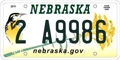 NE license plate 2A9986