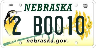 NE license plate 2B0010