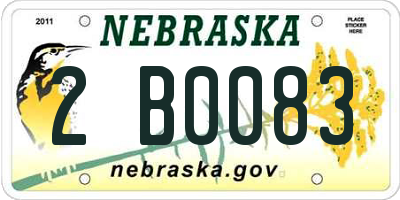 NE license plate 2B0083