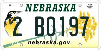 NE license plate 2B0197