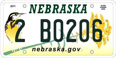 NE license plate 2B0206