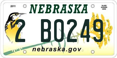 NE license plate 2B0249