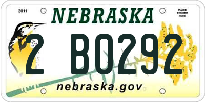 NE license plate 2B0292