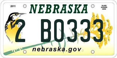 NE license plate 2B0333