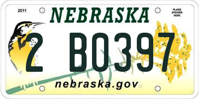 NE license plate 2B0397