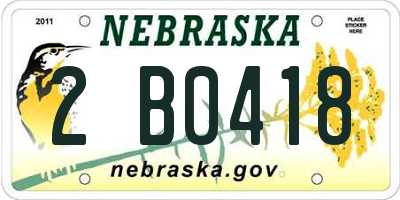 NE license plate 2B0418
