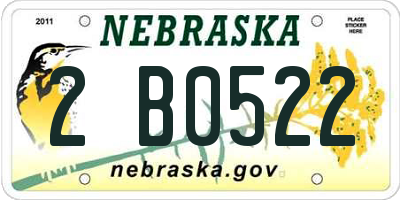 NE license plate 2B0522