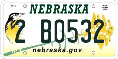 NE license plate 2B0532