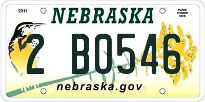 NE license plate 2B0546