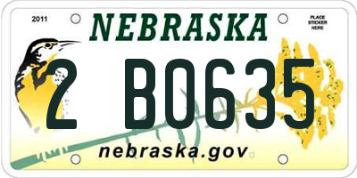 NE license plate 2B0635