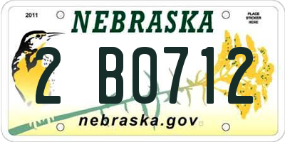 NE license plate 2B0712