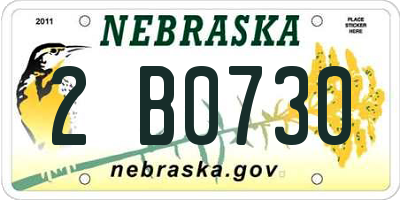NE license plate 2B0730