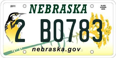 NE license plate 2B0783