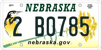 NE license plate 2B0785