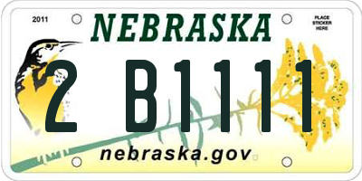 NE license plate 2B1111