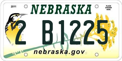 NE license plate 2B1225