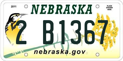 NE license plate 2B1367