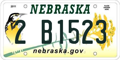 NE license plate 2B1523
